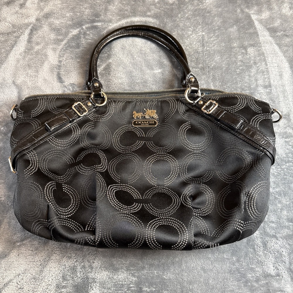 Coach Madison Dotted Op Art Sophia Satchel Black Large Y2K Bag 15957